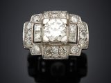 an art deco diamond and platinum ring