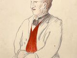 drawing of a man in a white shirt and red tie