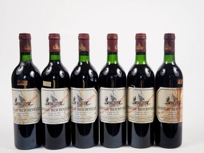 six bouteilles de vin sont alignées sur une surface blanche