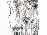 drawing of a man and a woman standing next to each other