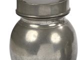 a metal container with a handle on a white background