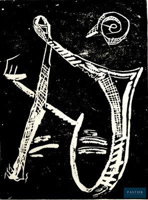 un dessin en noir et blanc représentant un homme tenant un couteau