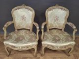 pair of antique french louis xv style armchairs