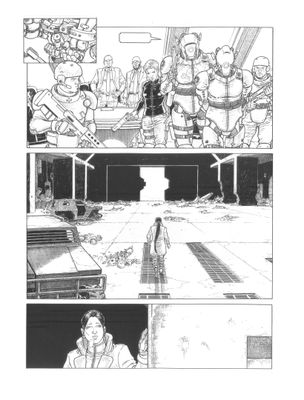 une page d'une bande dessinée avec plusieurs personnes en arrière-plan