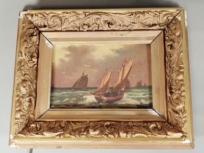 une image d'un tableau représentant un bateau dans l'eau