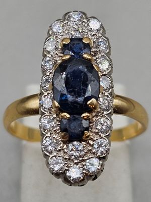 Bague OR avec saphirs* et diamants, doigt 55, poids brut 4. - Photo 1