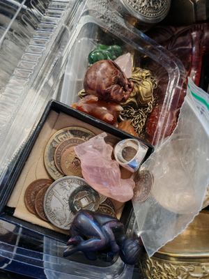 a box with a lot of different items in it