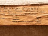 a brown box with a label on it sitting on a table