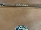 ralph lauren handbag in tan leather with silver hardware