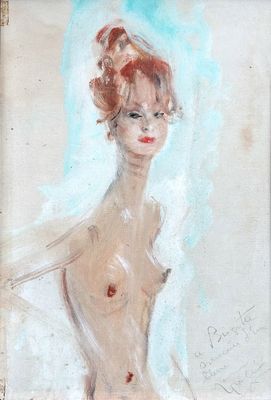 an image of a painting of a woman with red hair
