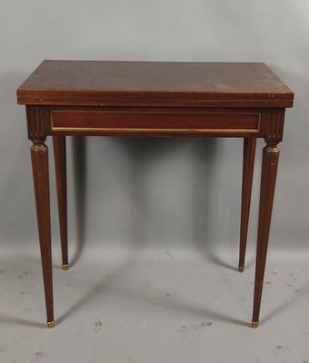 an image of a small wooden table with a drawer underneath it