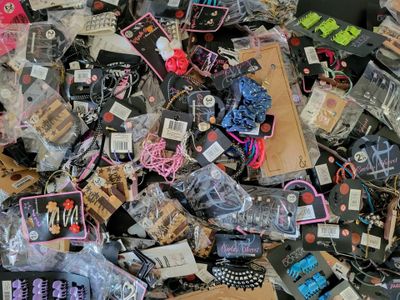 a pile of assorted items sitting on a table