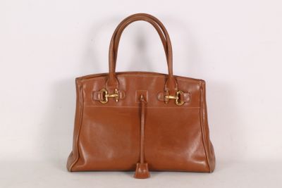 RENOUARD - Sac porté main en cuir lisse camel, l'accastillag…
