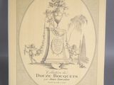 an old book with a drawing of a vase on top of it