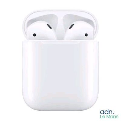 an apple airpods with a white case on a white background