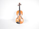 a violin that is sitting on a white surface