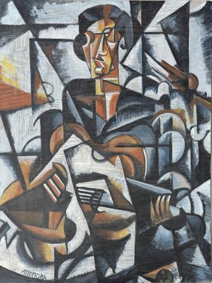 an image of a painting of a man playing a guitar