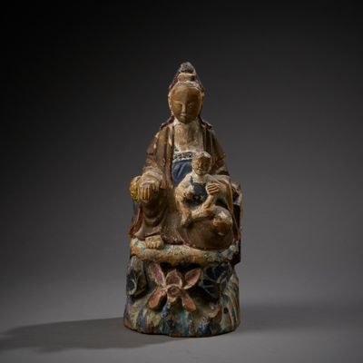 Ecole chinoise. Femme et enfant.