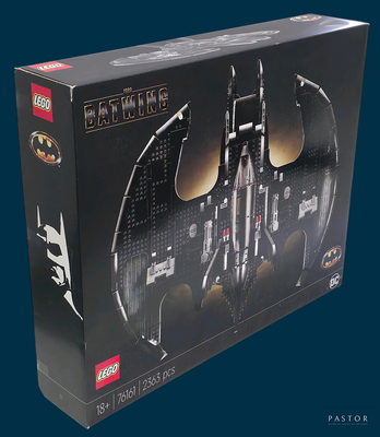 lego batman batcave set in a box on a blue background