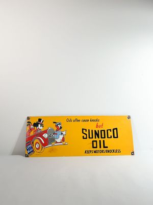 Plaque émaillée rectangulaire d'après Sunoco Oil à décor de personnage - Photo 1