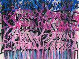 painting of a painting of a bunch of graffiti on a wall