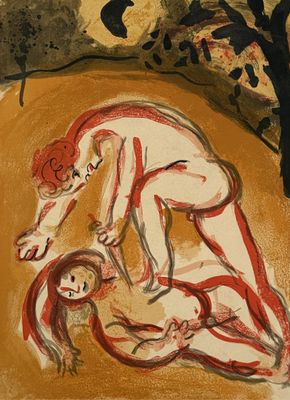une image représentant un tableau montrant deux nus dans un champ