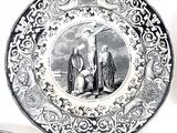 three plates that have a picture of jesus on them