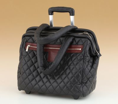 an image of a black quilted bag with a handle
