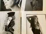 several black and white photos of a woman in a hat and top hat