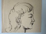 drawing of a woman ' s profile in profile with her eyes closed
