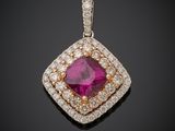 a pink tourmaline and diamond pendant