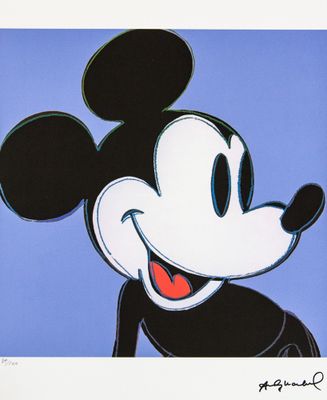 une image représentant un dessin de Mickey Mouse sur fond bleu