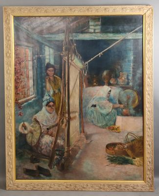 une image représentant un tableau où l'on voit une femme et un enfant dans une pièce