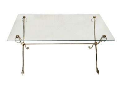 MAISON JANSEN, Table basse à structure en métal doré et entr… - Photo 1