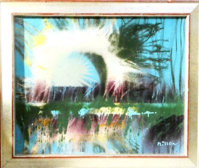 a picture of a painting on the wall of a room