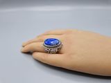 bague en argent sterling sertie d'une pierre lapis larime