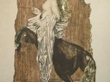 a picture of a woman and a horse in a picture