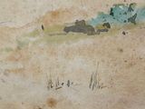 an image of a picture of a painting of a train coming down the tracks