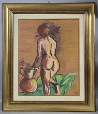 an image of a painting of a nude woman holding a jug