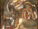 an image of a painting of a group of people in a forest