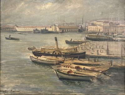 many boats that are in the water by the shore