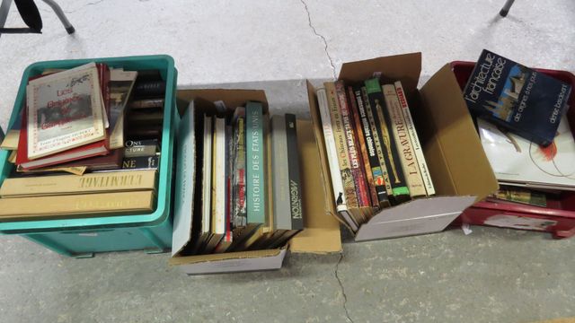 Lot de 4 caisses de livres dont histoires, cultures, 