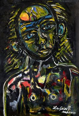 LE COUR Patrick - Portrait sur fond noir (2020) - Technique …