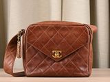 chanel brown quilted leather cross body bag