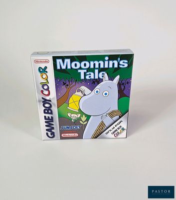 La boîte du jeu « Moomin's Tale » est posée sur une surface blanche.