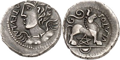 a close up of a silver coin with an image of a horse on it