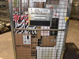 a cart with a bunch of boxes on it in a warehouse
