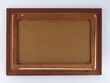 an old picture frame with a brown background and a white background