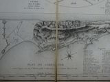 an old map of the island of gibraltar in the middle of a book