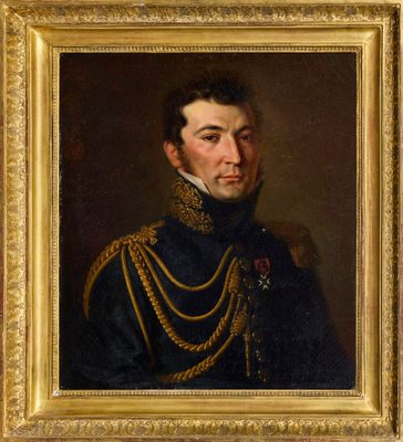 portrait d'un homme en uniforme militaire dans un cadre doré